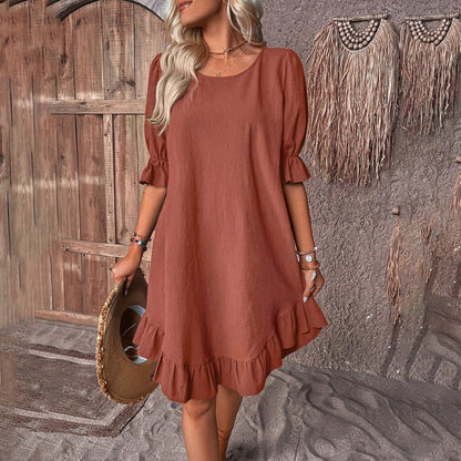 KYLEE - Stijlvolle zomerse pofmouwjurk