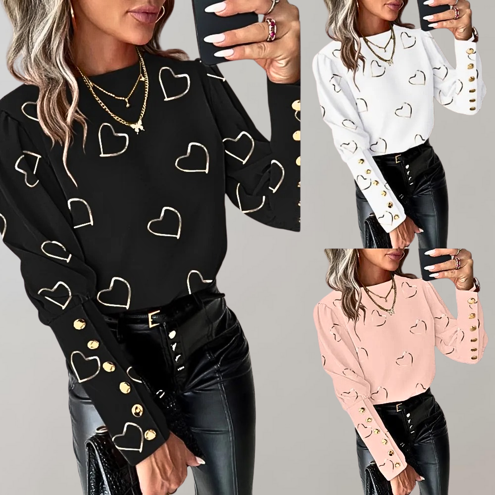 Luvianna - Stijlvolle damesblouse met hartjesprint voor de zomer