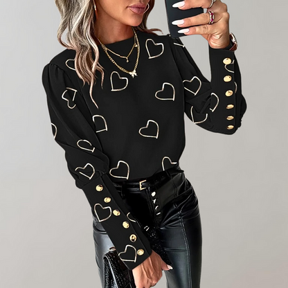 Luvianna - Stijlvolle damesblouse met hartjesprint voor de zomer