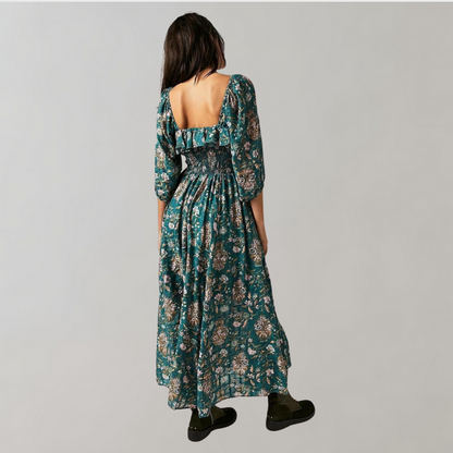 Fie - Zomerse gebloemde midi-jurk met ruches