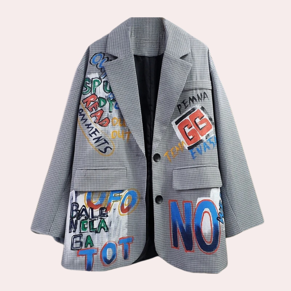 Berthe - Oversized damesblazer met tekst voor de zomer
