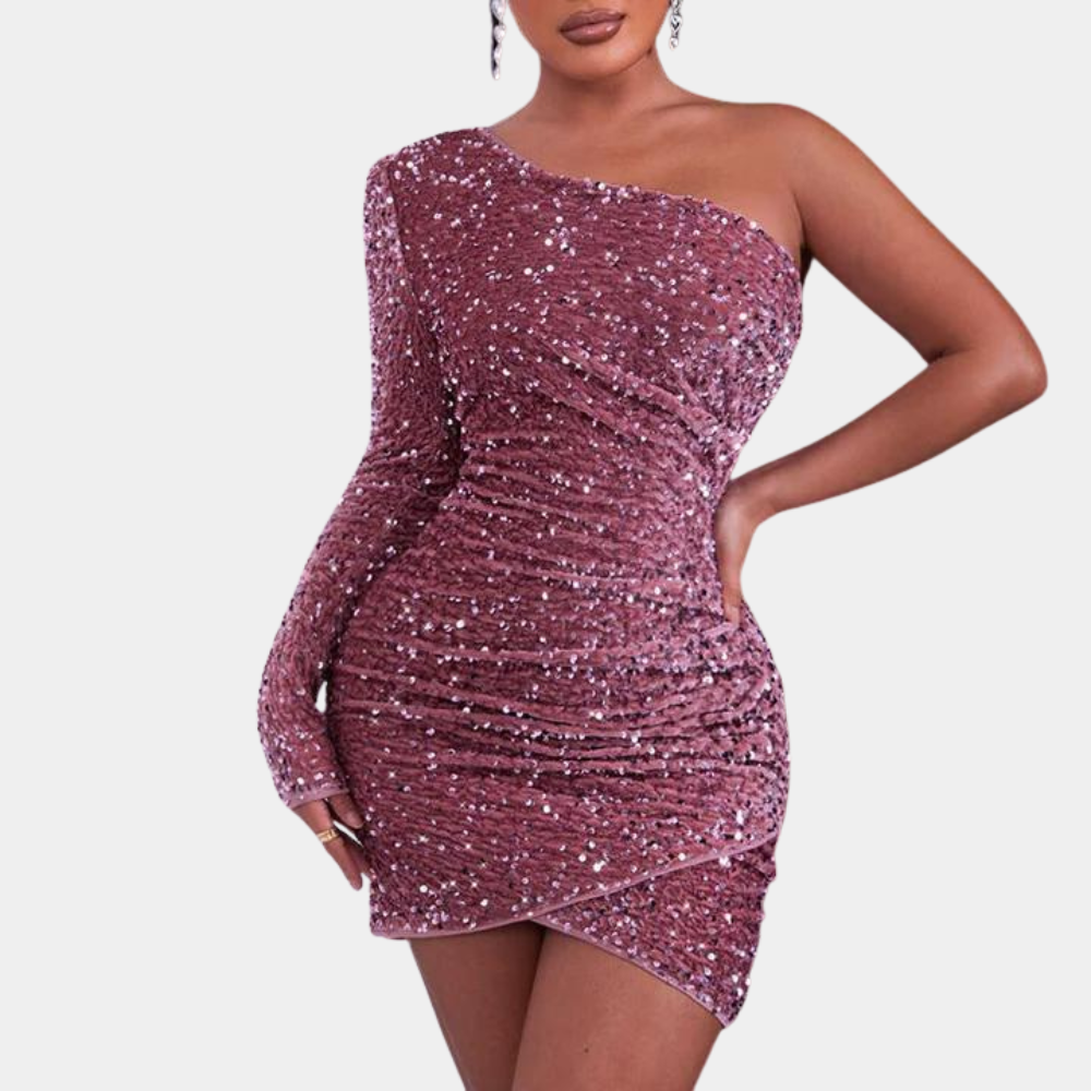 Lucienne - Zomerse paillettenjurk met één schouder voor dames
