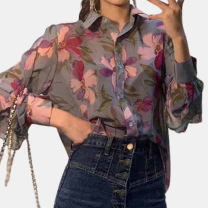 Ibbie - Zomerse gebloemde damesblouse