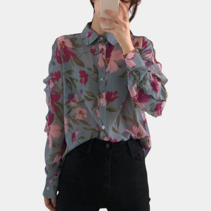 Ibbie - Zomerse gebloemde damesblouse