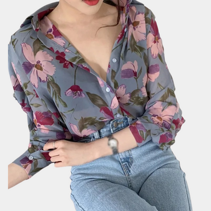 Ibbie - Zomerse gebloemde damesblouse