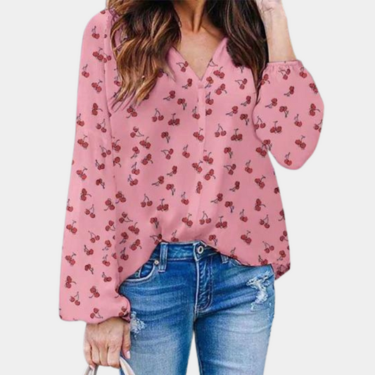 Auizia - Chique damesblouse met kersenprint voor de zomer