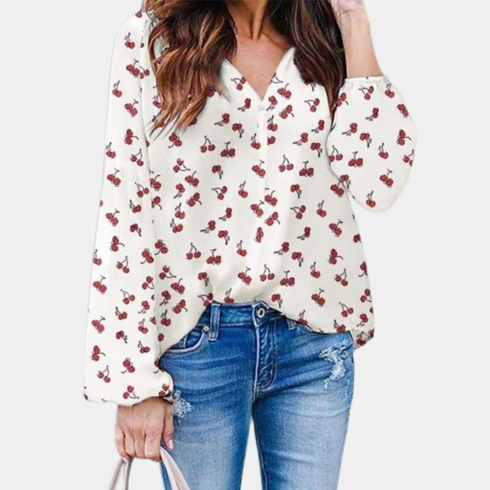 Auizia - Chique damesblouse met kersenprint voor de zomer