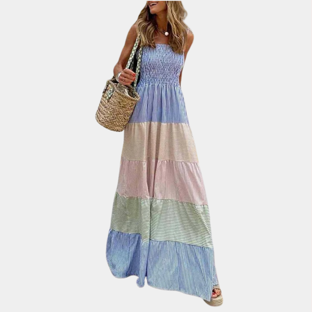 Rosalind - Zomerse multicolor maxi-jurk voor dames
