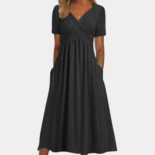 Selby - Elegante dames zomerjurk met v-hals voor zonnige dagen
