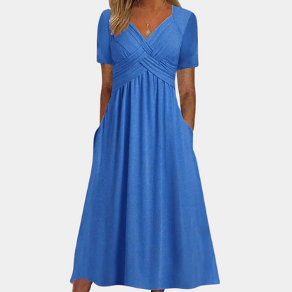 Selby - Elegante dames zomerjurk met v-hals voor zonnige dagen
