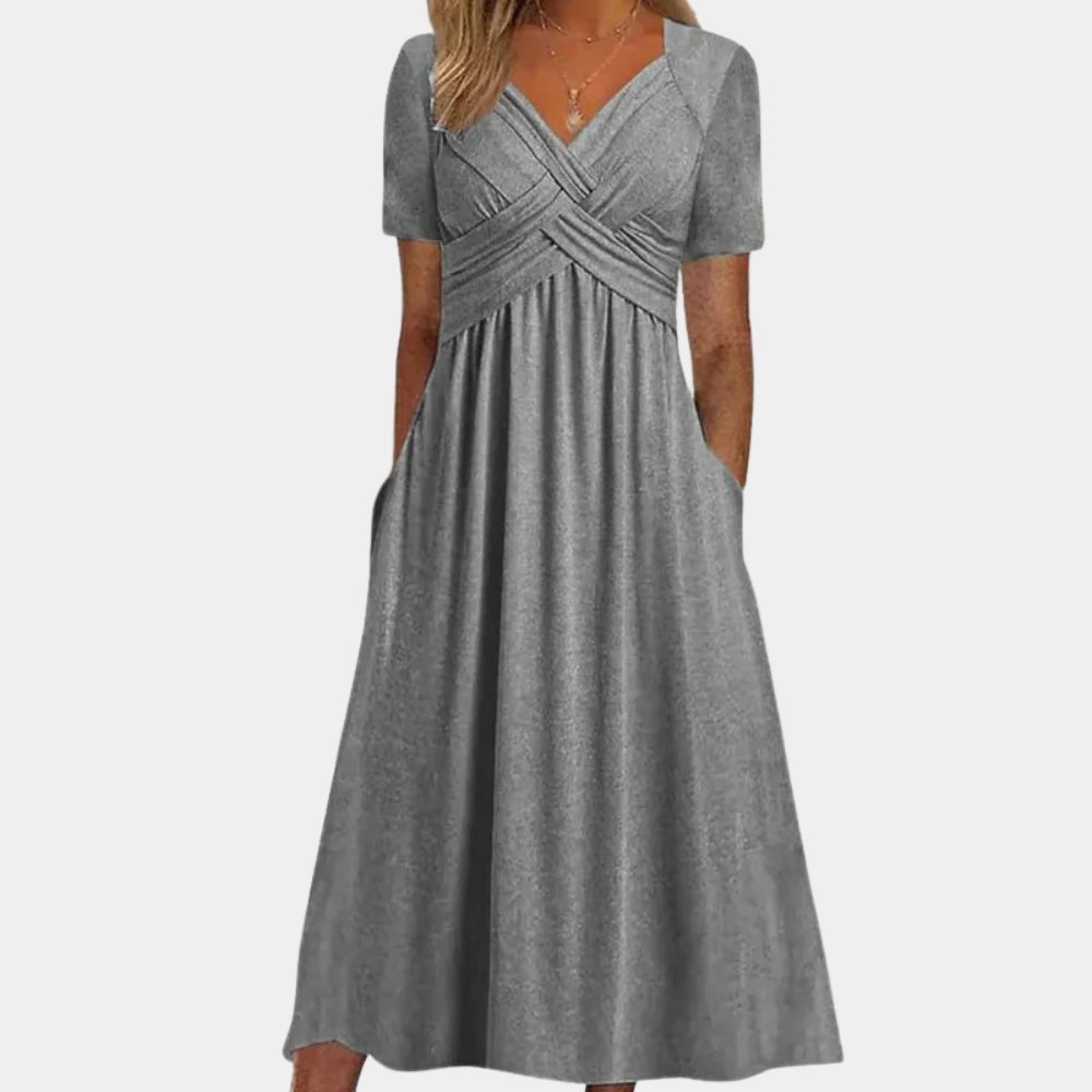 Selby - Elegante dames zomerjurk met v-hals voor zonnige dagen