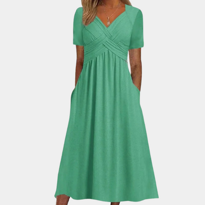 Selby - Elegante dames zomerjurk met v-hals voor zonnige dagen