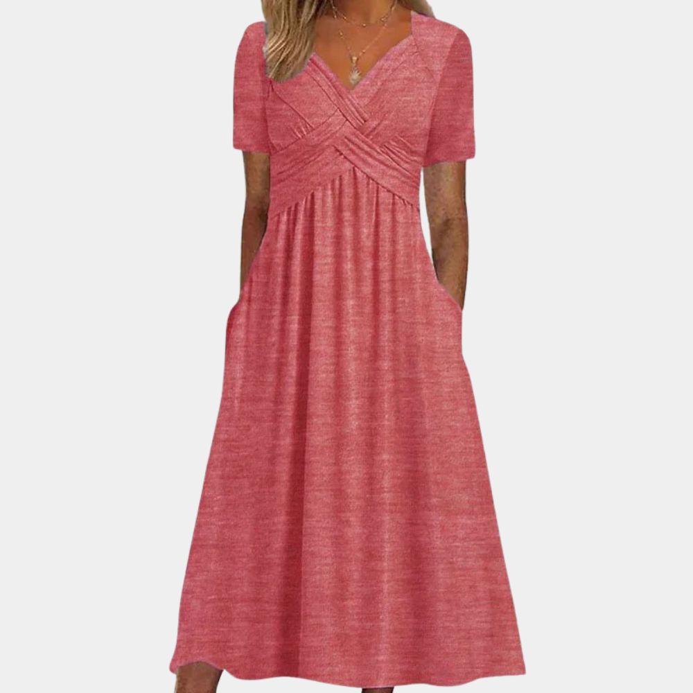 Selby - Elegante dames zomerjurk met v-hals voor zonnige dagen