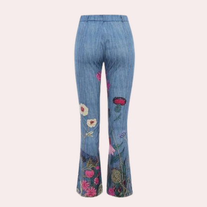 Rosmunda - Zomerse damesjeans flare met knopen