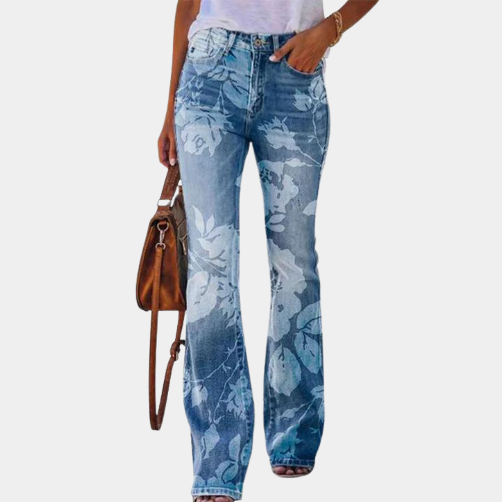 Rosmunda - Zomerse damesjeans flare met knopen
