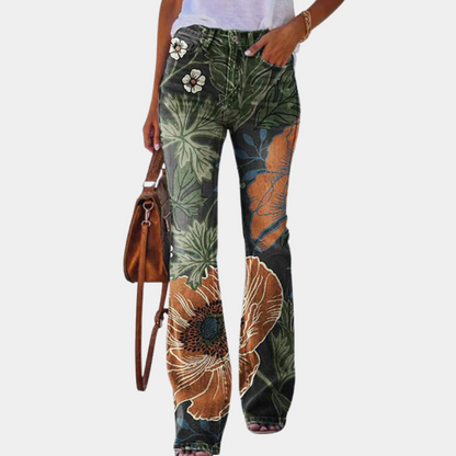Rosmunda - Zomerse damesjeans flare met knopen