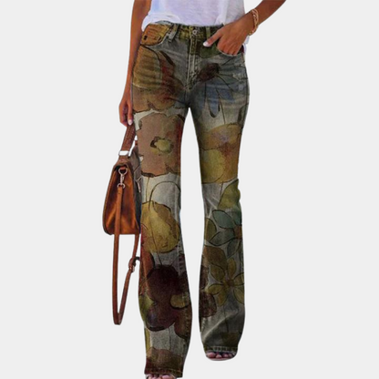 Rosmunda - Zomerse damesjeans flare met knopen
