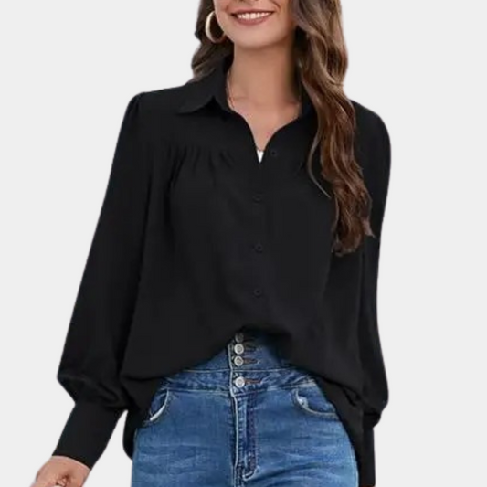 Vera - Geplooide damesblouse met lange mouwen voor de zomer
