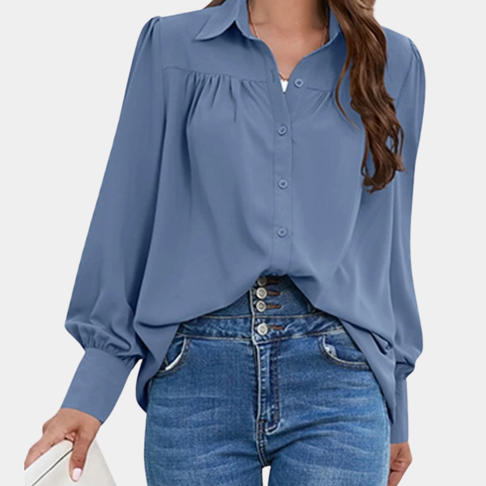 Vera - Geplooide damesblouse met lange mouwen voor de zomer