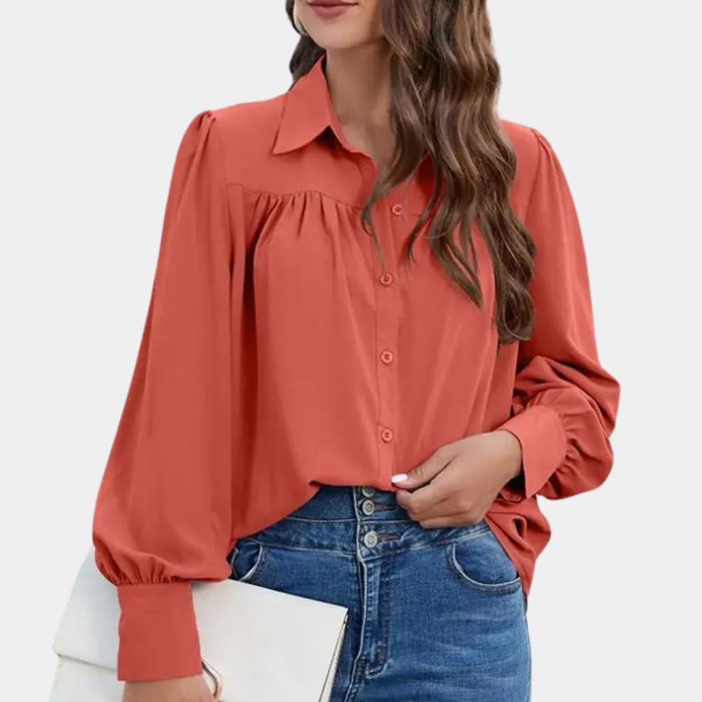 Vera - Geplooide damesblouse met lange mouwen voor de zomer