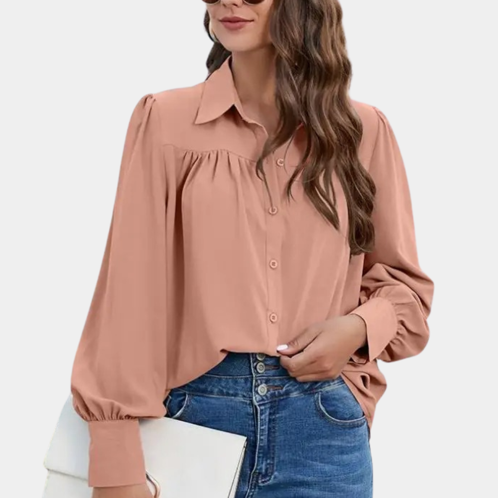Vera - Geplooide damesblouse met lange mouwen voor de zomer