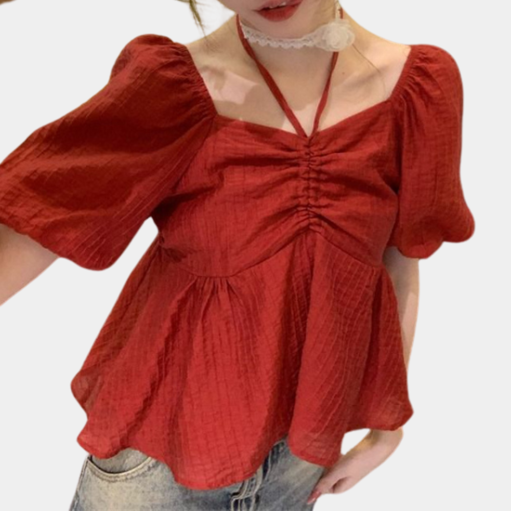 Nanna - Stijlvolle damesblouse met pofmouwen voor de zomer