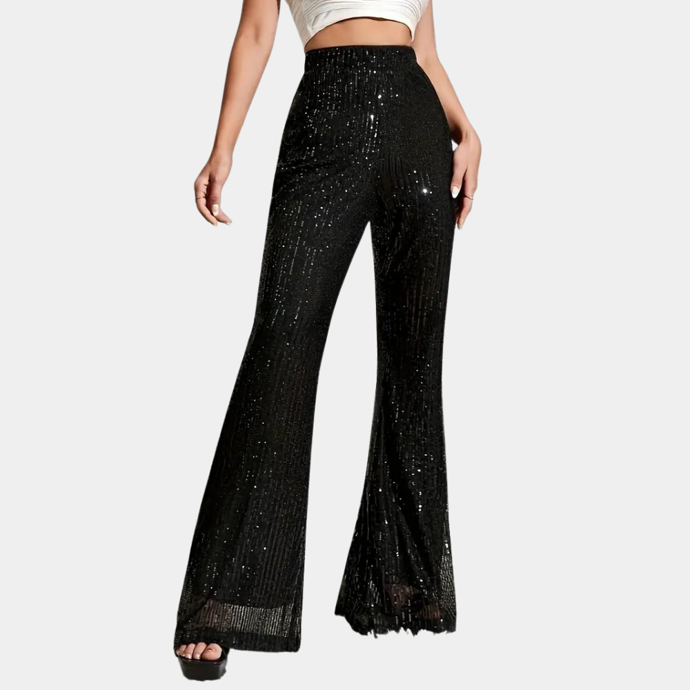 Miuccia - Elegante uitlopende zomerbroek met pailletten