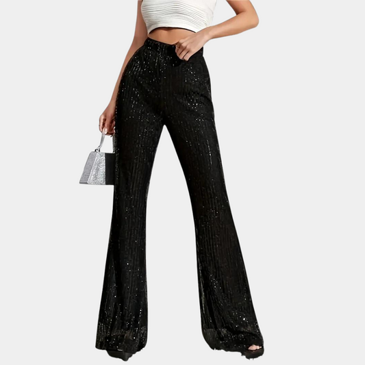 Miuccia - Elegante uitlopende zomerbroek met pailletten