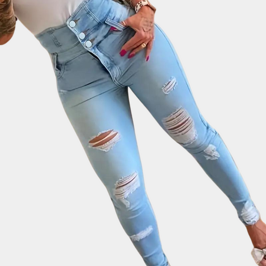 Elizabete - Gescheurde jeans met hoge taille voor dames - Zomerse stijl