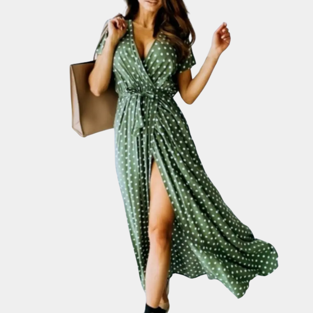 Shine - Zomerse dames maxi-jurk met v-hals