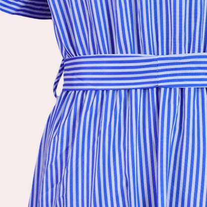 Irina - Zomerse gestreepte dames maxi-jurk met ceintuur