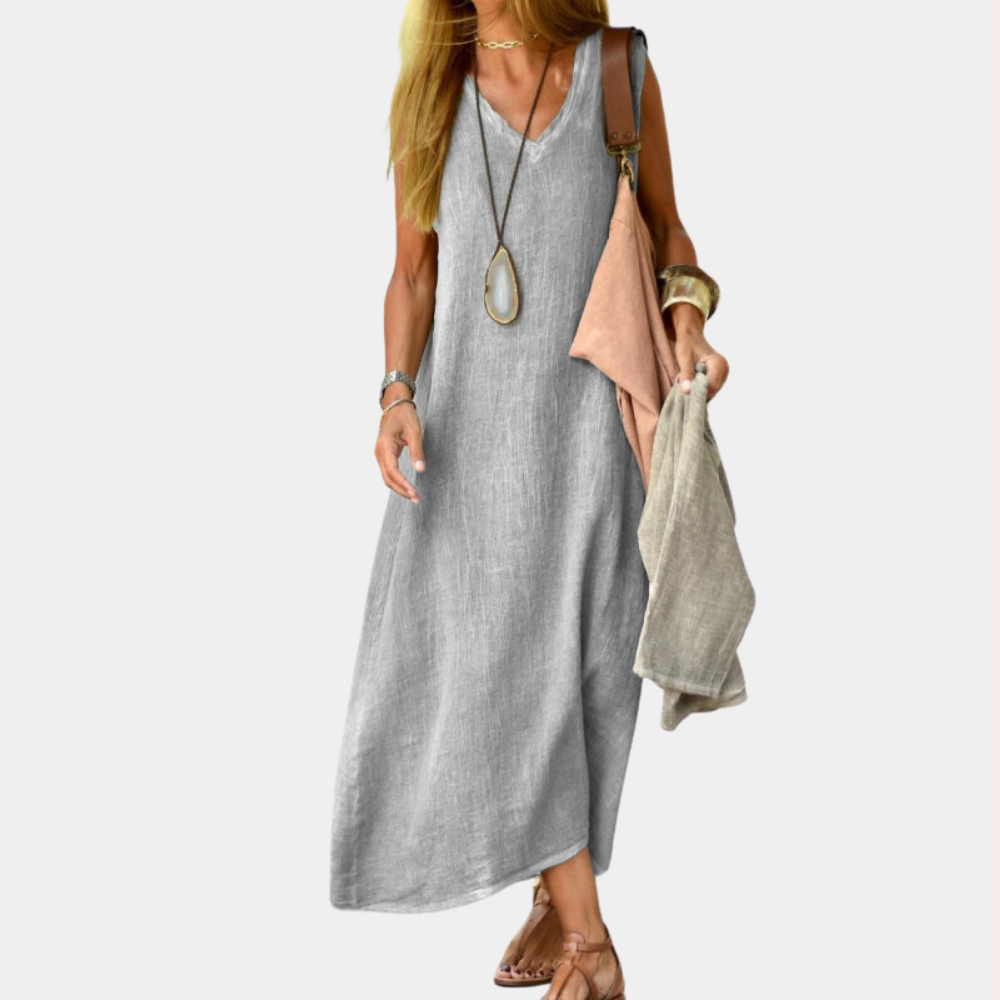 Casual v-hals dames maxi zomerjurk