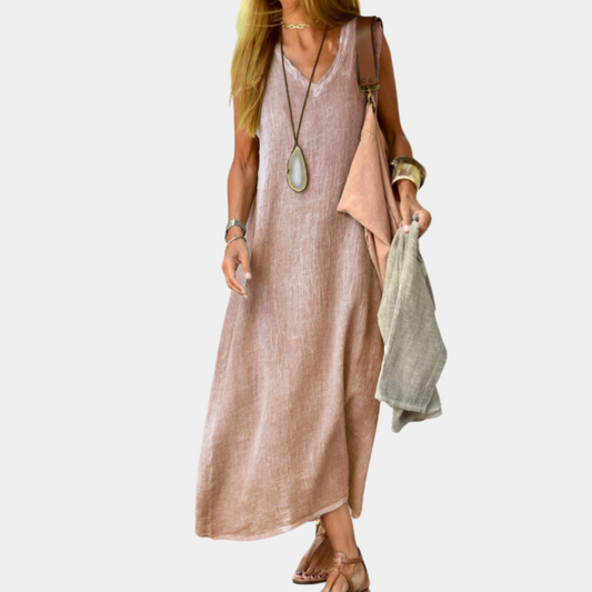 Casual v-hals dames maxi zomerjurk