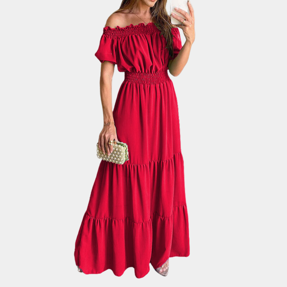 Elegante off shoulder maxi zomerjurk voor dames