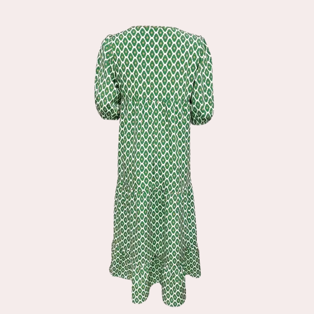 Gelaagde maxi-jurk met pofmouwen - Zomerse Editie