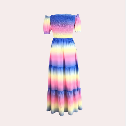 Off-shoulder gelaagde damesjurk voor de zomer