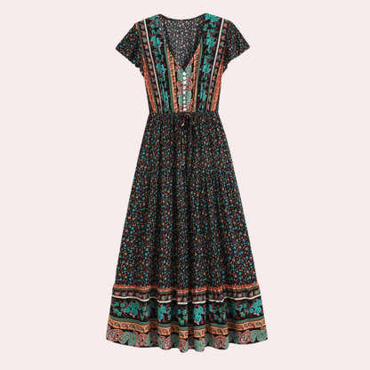 Ludmila - Zomerse bloemige boho jurk voor dames
