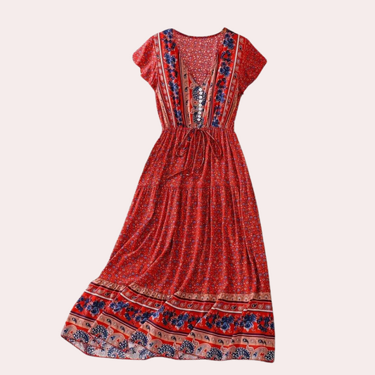Ludmila - Zomerse bloemige boho jurk voor dames