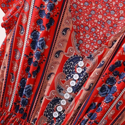 Ludmila - Zomerse bloemige boho jurk voor dames
