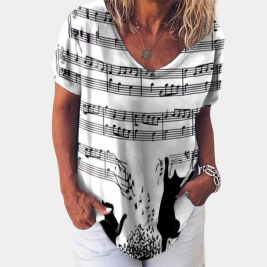 Trendy dames t-shirt met kattenprint voor de zomer