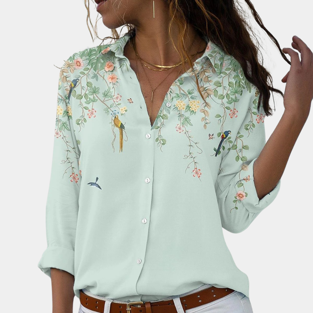 Zomerse gebloemde damesblouse
