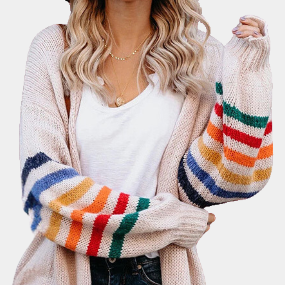 Zomerse damescardigan met regenboogprint