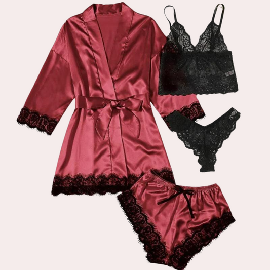 Luxe 4-delige zomerse slaapjurk voor dames