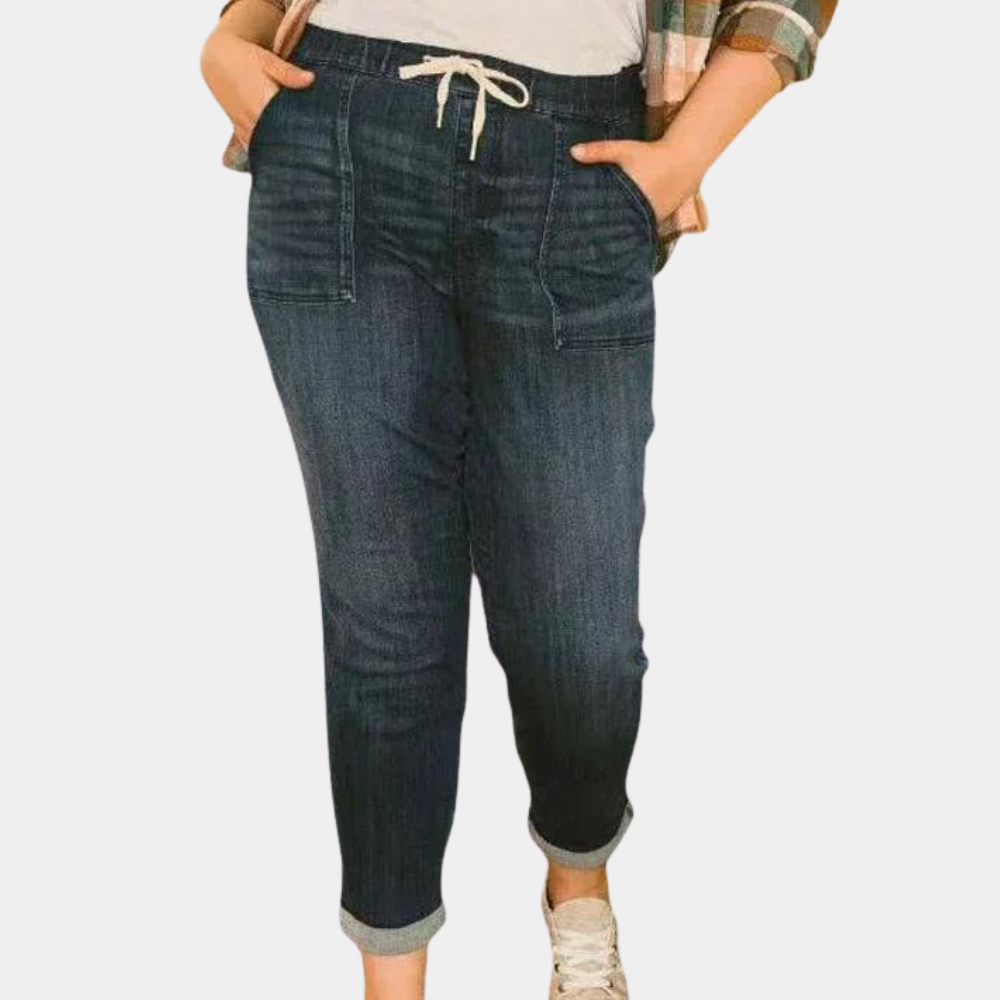 Zomerse broek met hoge taille en koord voor dames