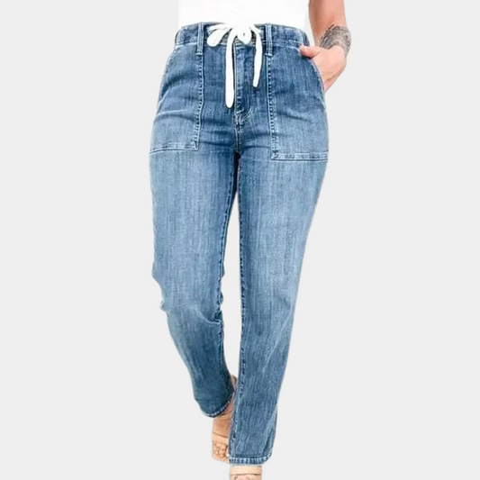 Zomerse broek met hoge taille en koord voor dames