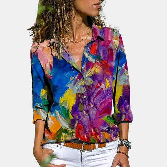 Damesblouse met kleurrijke zomerse print