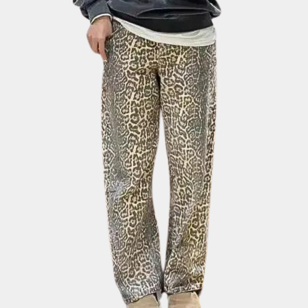 Malena - Dames zomerjeans met luipaardprint
