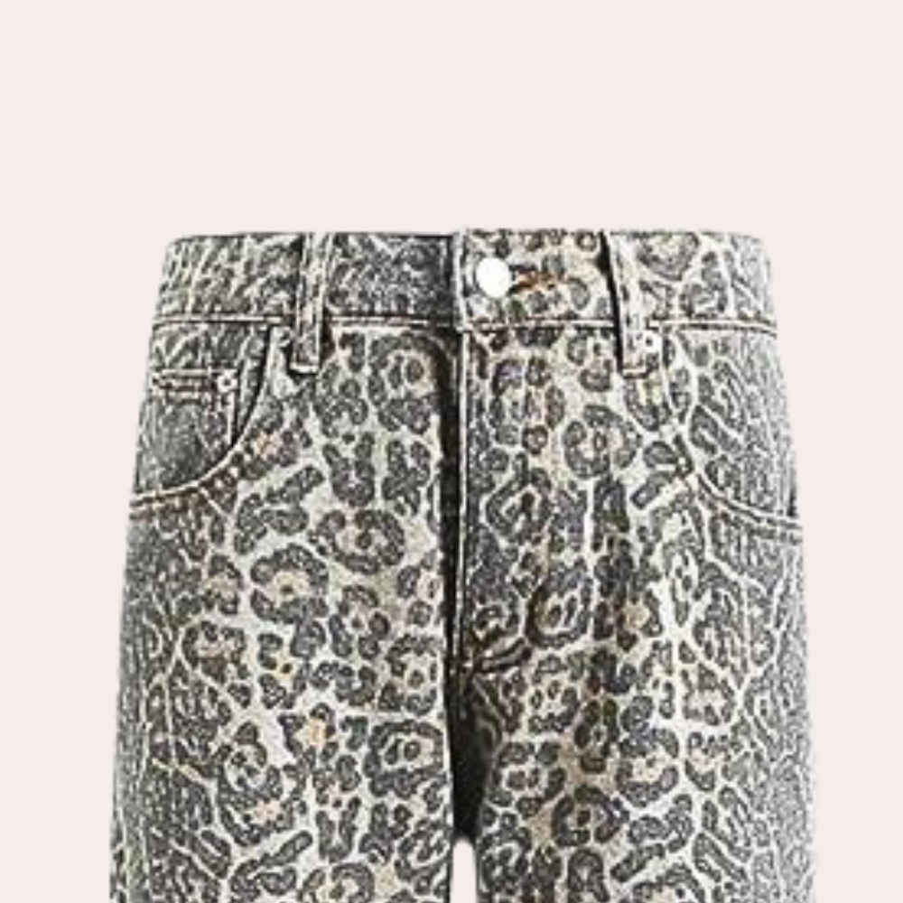 Malena - Dames zomerjeans met luipaardprint