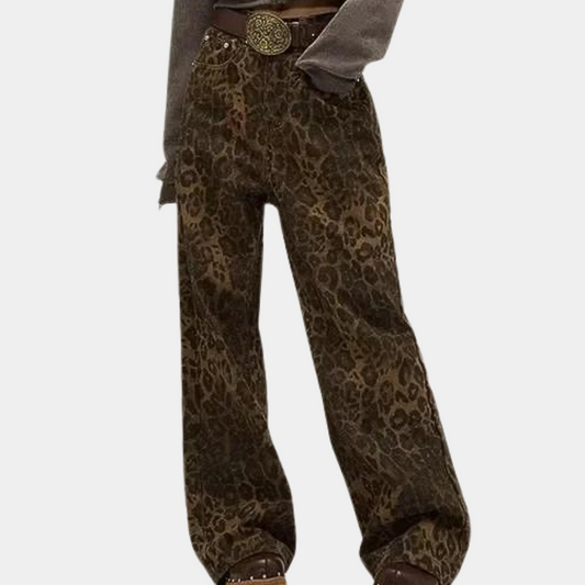 Xenobia - Dames modieuze zomerjeans met luipaardprint