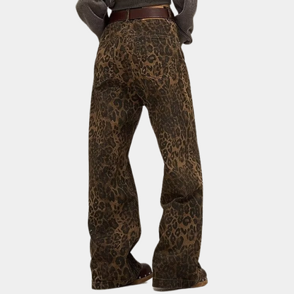 Xenobia - Dames modieuze zomerjeans met luipaardprint